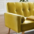 thumbnail image 4 of Mid-Century Yellow Linen Fabric Chesterfield Sofa Couch, Modern Love Seats Sofa Furniture, Upholstered Button Tufted Couch with 2 Bolster Pillows for Living Room Apartment, 4 of 8