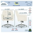 thumbnail image 4 of Serta Ashland Office Desk Chair, Button Tufted Mid-Back, Memory Foam Cushion, Chrome Swivel Base, Ivory, 4 of 10
