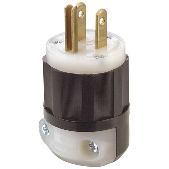 Grade Straight Blade Male Plug 15 Amp Double Pole 3 Wire Black And White