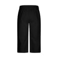 thumbnail image 5 of Betivan Men's Linen Capri Pants Elastic Waist Solid Color Breathable Lightweight Calf Length Loose Fit Beach Vacation Outdoor Daily Trousers, 5 of 9