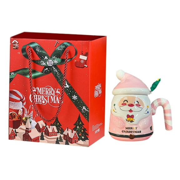 Christmas Mug, Cute Ceramic Tea mugs with Santa Lid & Spoon, Novelty Cup for Milk, Coffee, Hot Chocolate, Gift for Women, Kids, Colleagues, Family, Friends, Gift Box