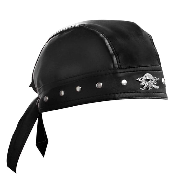 Steampunk Bandana Doo Do Rag Headwrap Biker Party Leather Studs Skull Cap Mens