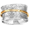 thumbnail image 4 of Stainless Steel Floral Pattern Chunky Size Rotating Spinner Band Ring, 4 of 6