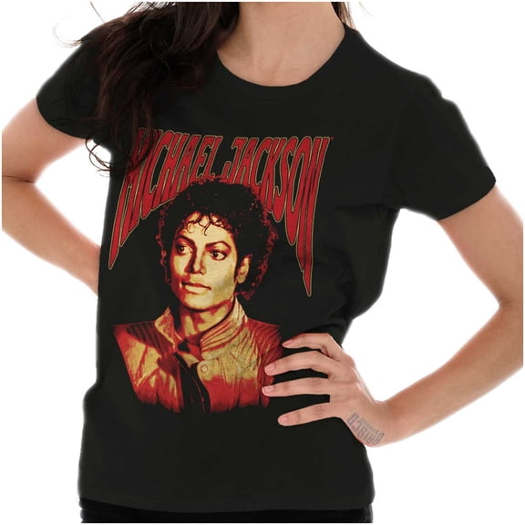 Michael Jackson Thriller Pop Portait Womens Slim Fit Graphic Tee Brisco Brands S