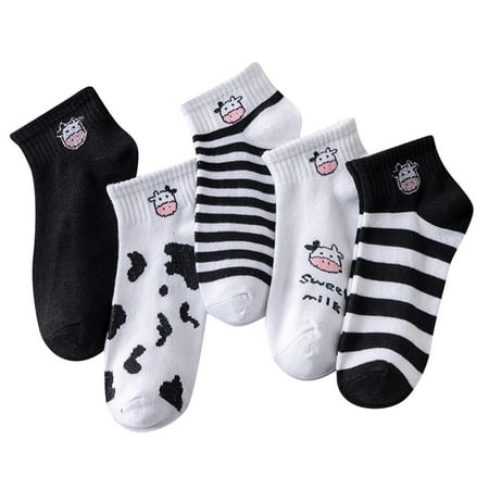 

NECHOLOGY Women Socks Slippers Trend Fashion New Pattern Summer Cow Pattern Cartoon Cute Mens Fuzzy Slipper Socks with Soles Socks Black One Size