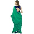thumbnail image 2 of Atasi Women Georgette Saree Solid Sea Green Casual Sari With Unstitched Blouse Piece, 2 of 7
