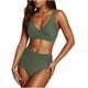thumbnail image 1 of Trajes de Baño de Mujer de Cintura Alta Cuello en V Vendaje Sólido Ajustamiento Apretado Reunión Traje de Baño Conjunto Dividido, 1 of 6