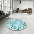thumbnail image 4 of Ahgly Company Machine Washable Indoor Square Transitional Electric Blue Area Rugs, 4' Square, 4 of 7