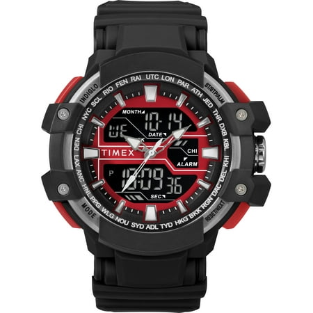 Timex Men's DGTL Tactic Combo Black/Gray/Red Resin Strap 50mm Watch