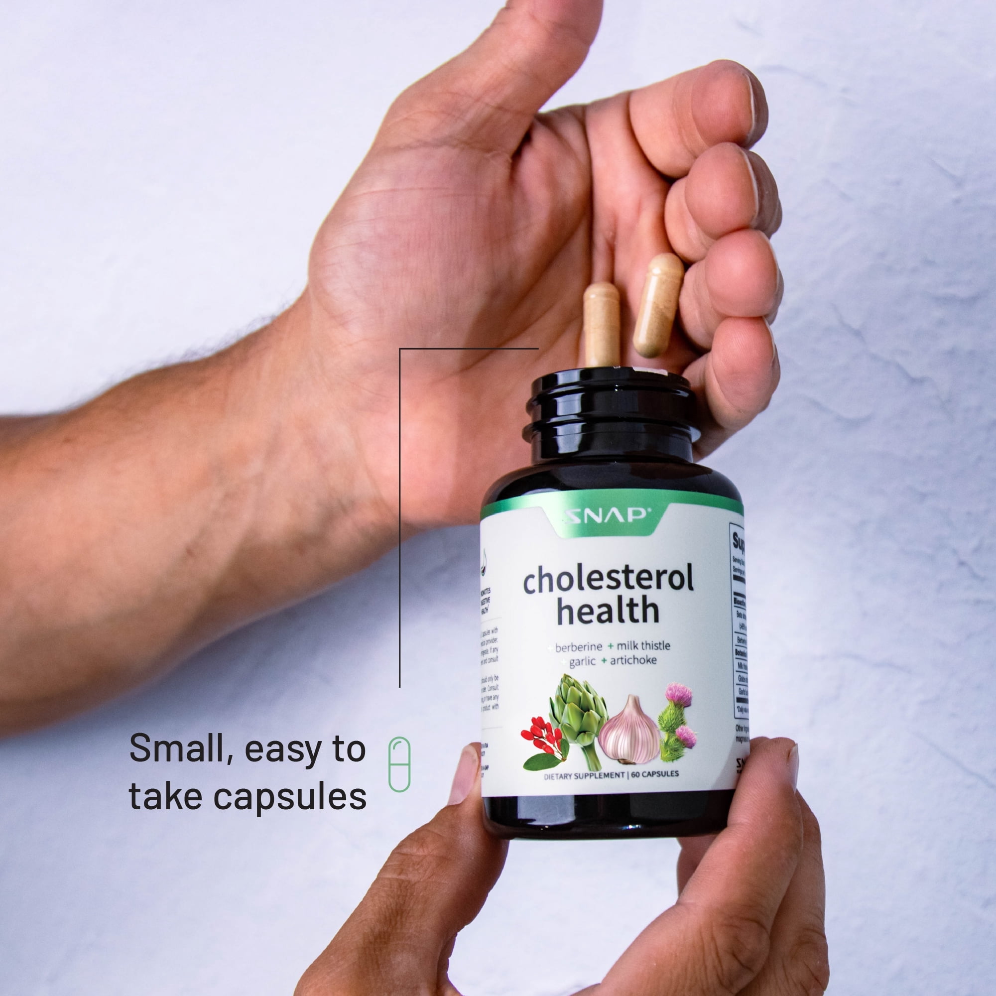 Snap Supplements Cholesterol Health with Beta-Sitosterol and Garlic, 60 Capsules - 2 Pack