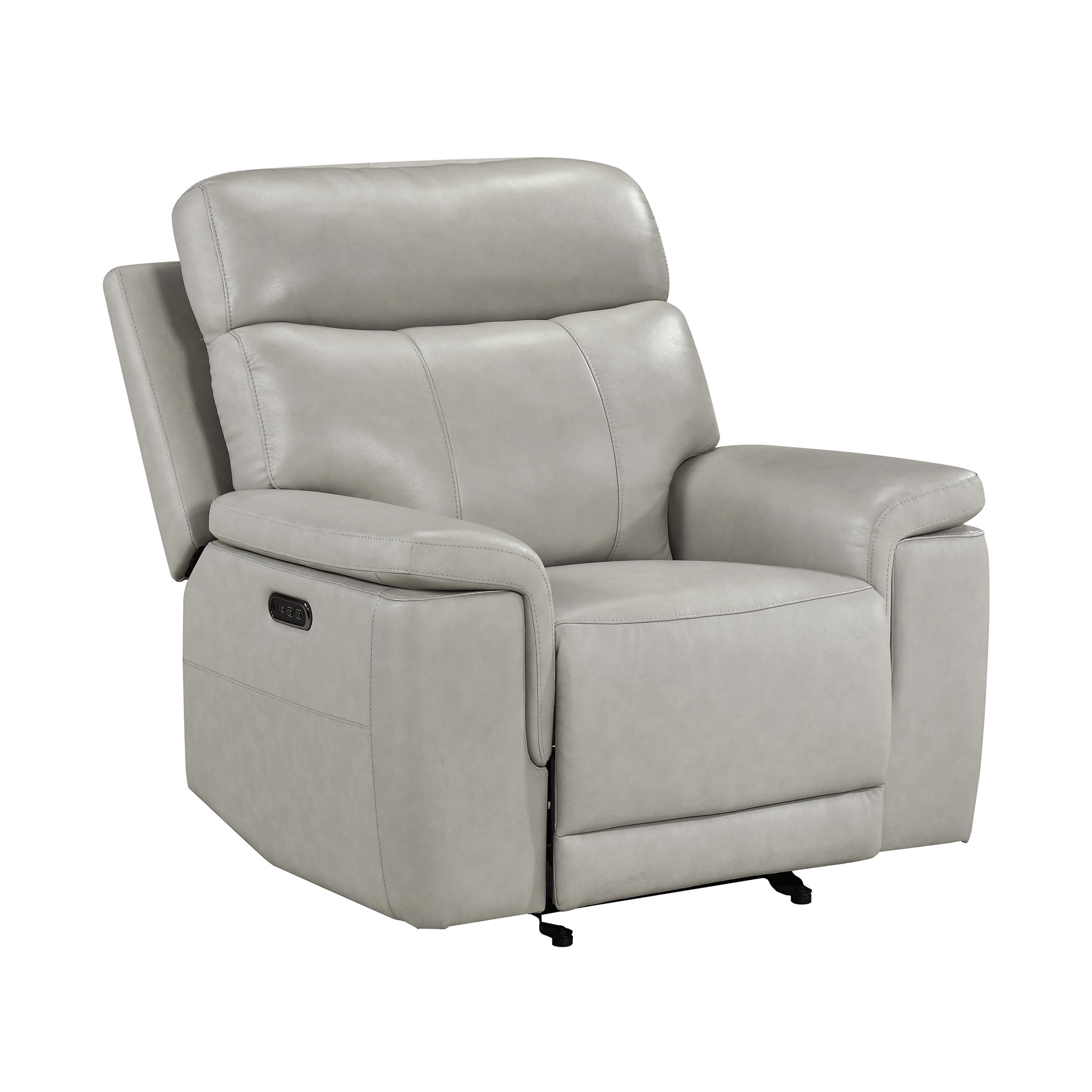OakvillePark Aurevia Leather Match Power Glider Reclining Chair with Power Headrest, Light Gray