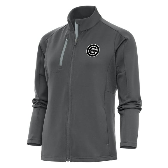 Women's Antigua  Charcoal Chicago Cubs Brushed Metallic Generation Full-Zip Jacket