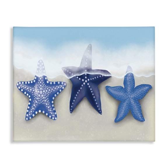 Stupell Industries Coastal Mixed Blue Starfish Shoreline Canvas Art, 30 x 24, by Darlene Seale