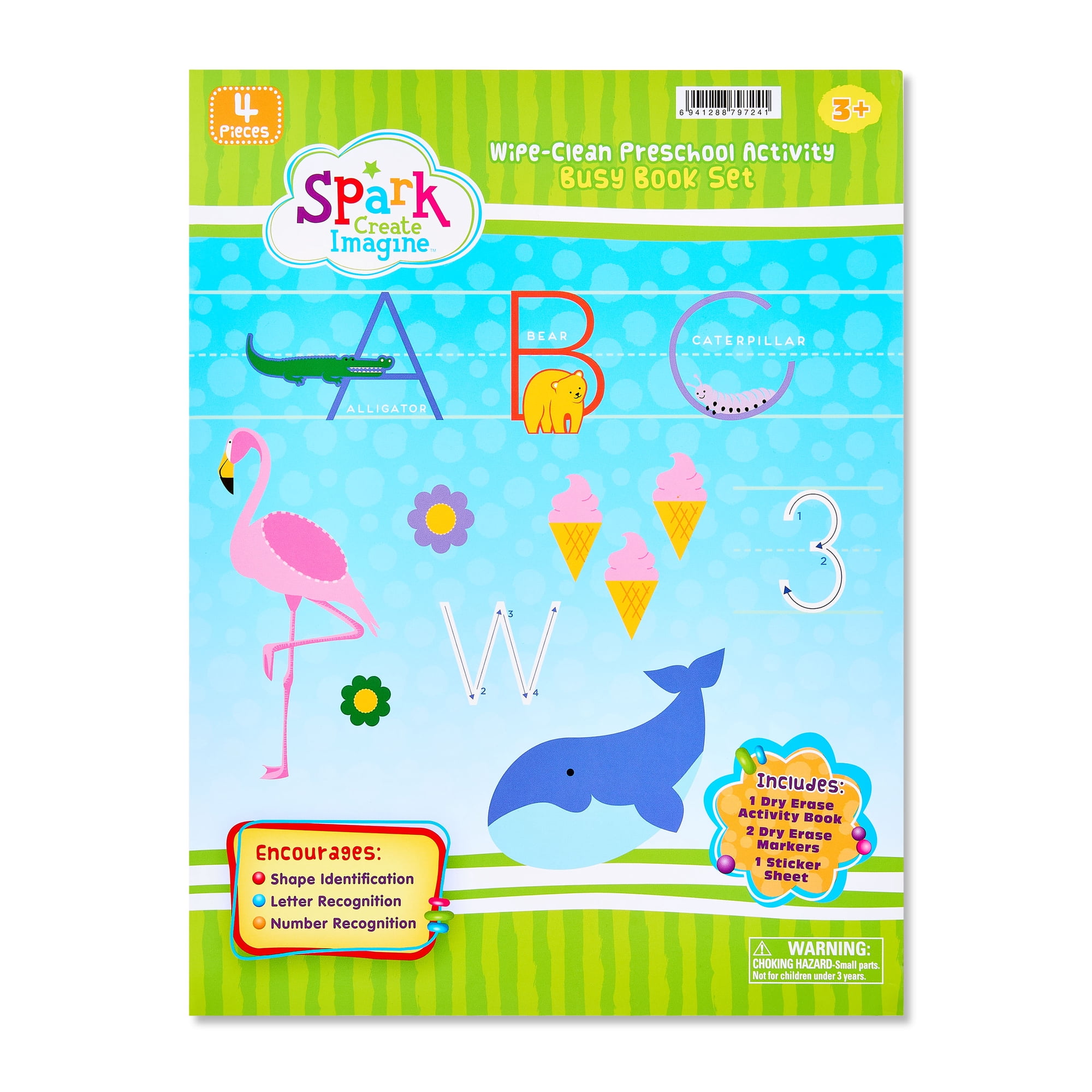 Pen+Gear Wipe-Clean Preschool Activity Busy Book Set with 2 Dry Erase Markers