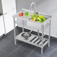 thumbnail image 3 of 39 x 20 x 39in Freestanding Single Bowl Stainless Steel Utility Sink con Pull-Out cm de Alturaot & Cold Faucet S- cm de Alturaooks Estante de Almacenamiento y Ajustable Legs para Laundry Sala..., 3 of 7