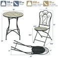 thumbnail image 4 of Costway 3PCS Patio Bistro Ensemble Mosaïque Design Chaises Pliantes Table Ronde Jardin, 4 of 8