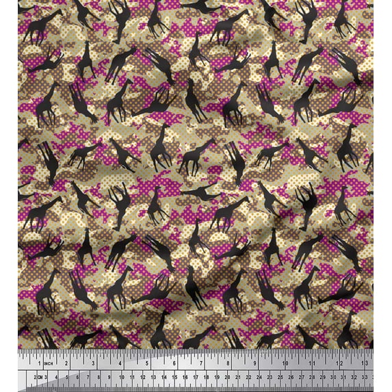 Soimoi Purple Moss Georgette Fabric Dot,Camouflage Texture & Giraffe Animal Print Fabric by The Yard 42 Inch Wide