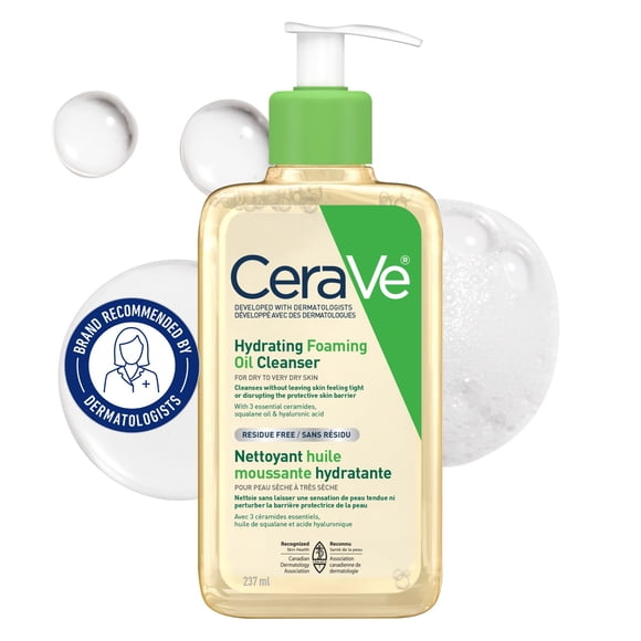 CeraVe Hydrating Foaming Oil Cleanser, Face and Body Wash with Squalane Oil and Ceramides for Dry Skin, 237mL