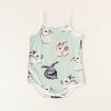 

Vedolay Girl s Bodysuits Baby Girl s Casual Striped Short Sleeve Tank Romper Lettuce Trim Belted Short Jumpsuit Green 9-18 Months