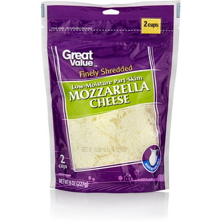 Great Value Finely Shredded Mozzarella Cheese, Low ...