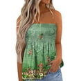 thumbnail image 1 of Playeras,Blusas y Tops,Ropa para Mujer Damas Camisetas Camiseta de tirantes sin mangas con estampado floral para mujer, cintura elástica plisada, sin espalda (Green, L), 1 of 4