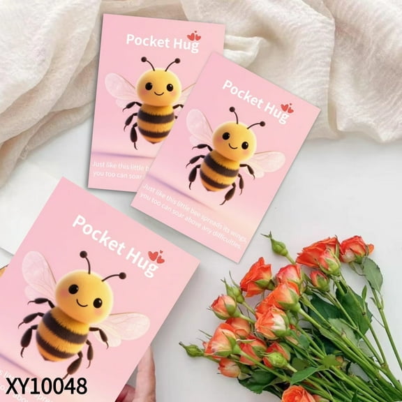Little Bee Pocket Card Deco for Lucky Gifts for Family and Friends,1Set(60pcs) Emotional Support, Suitable for Desks, Hug Cards Christmas Stocking Decorations Supplies for Girls