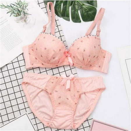 

Clearance Women Underwire Bra Set Floral Push-up Underwear Brassiere Lingerie Orange 80/36
