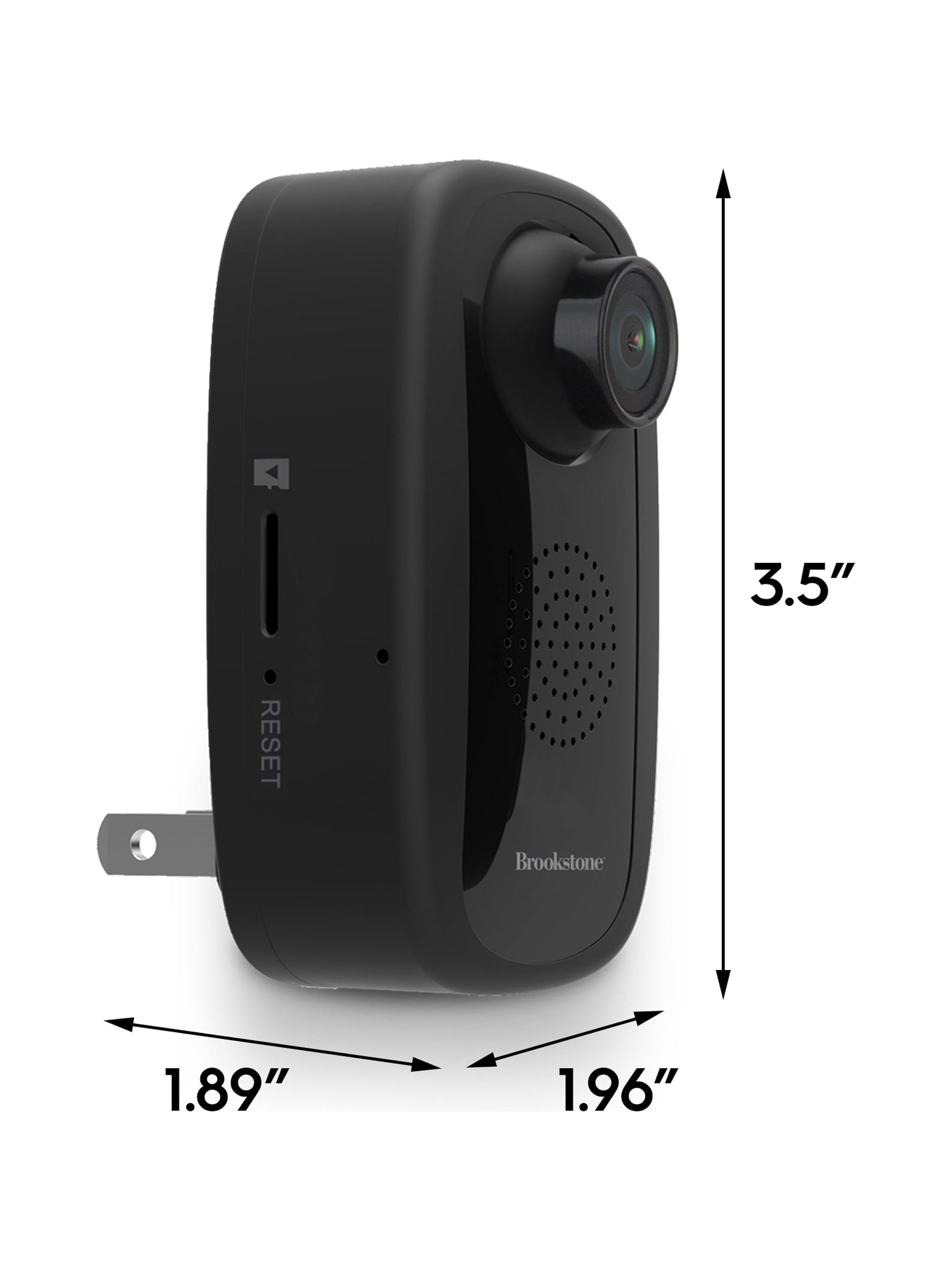 Brookstone Cordless Security/Surveillance WIFI Camera with a Plug on the back and Adjustable Angled Lens that Plugs Directly into the Electrical Wall Socket and is Accessible from Anywhere with App