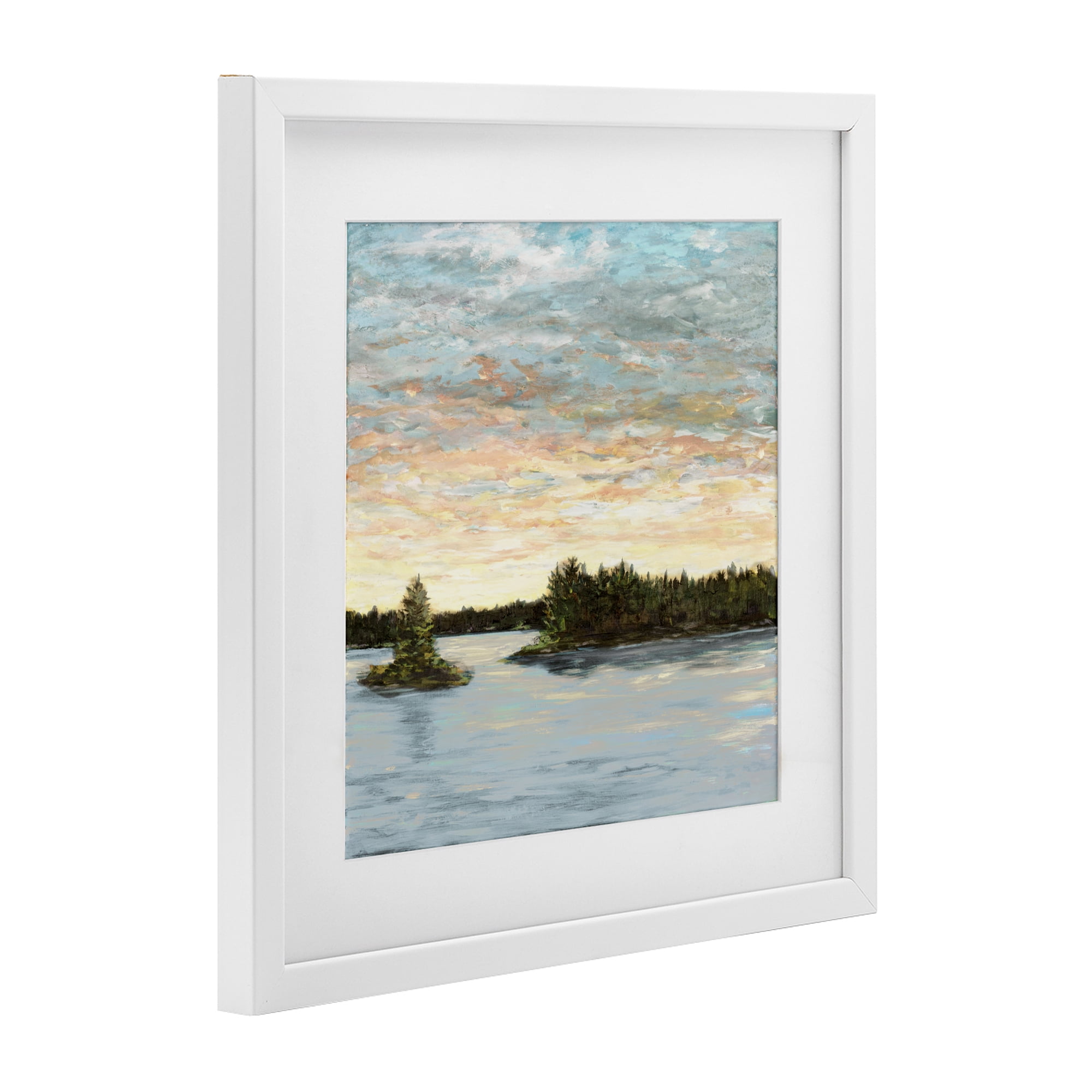 Stupell Industries Lake Shore at Sundown White Framed Print Under Glass, design by Julie DeRice