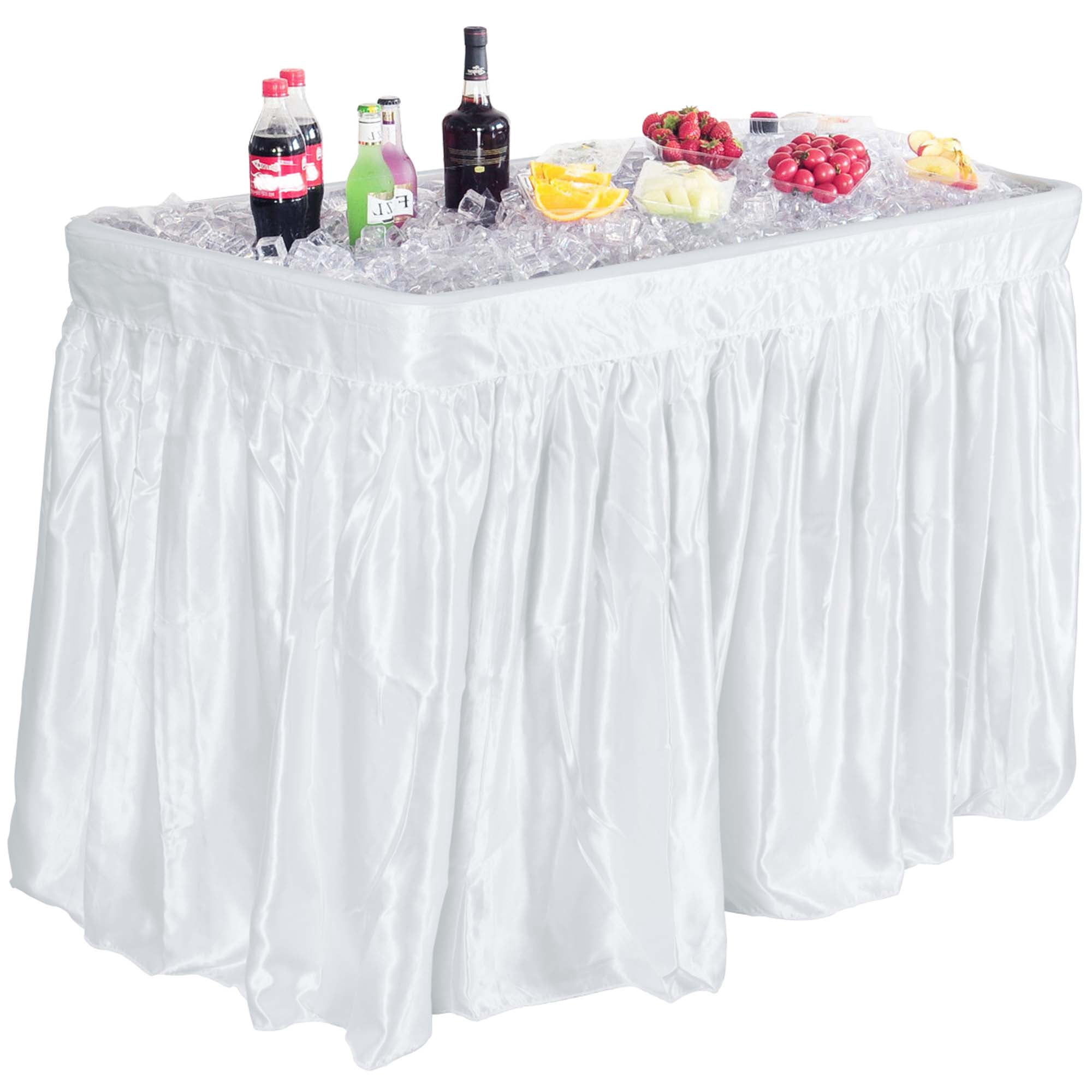 Costway 4 Foot Party Ice Folding Table Plastic with Matching Skirt White