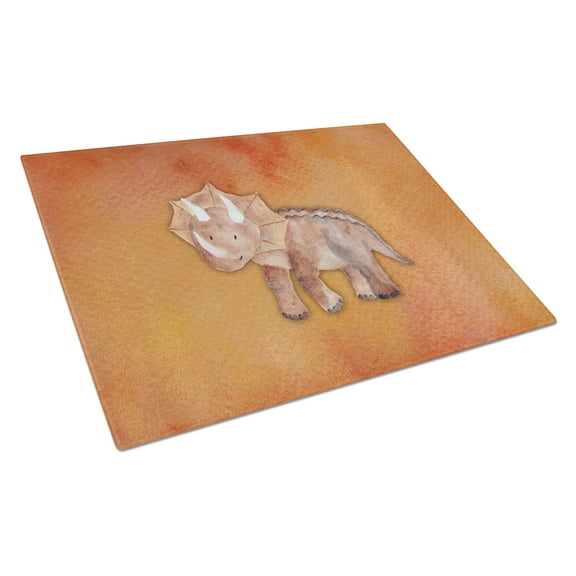 Caroline's Treasures Triceratops Watercolor Glass Cutting Board Large