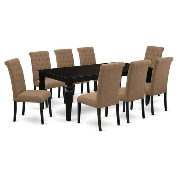 Pemberly Row 9-piece Wood Dining Set in Black/Light Sable