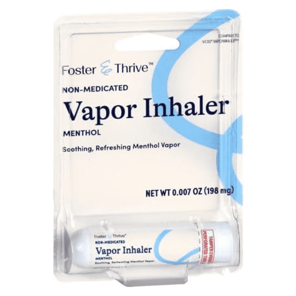 Foster & Thrive Vapor Inhaler, Portable, On-The-Go, Non-Medicated Nasal Decongestant Inhaler, Quick Refreshing Relief for Allergy, Cold, & Sinus, 0.007 oz (Pack of 1)