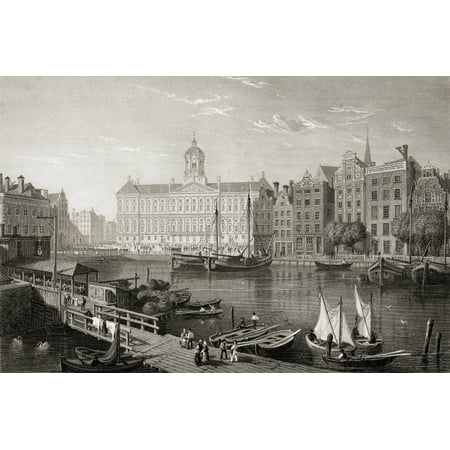 Amsterdam The Damrak Palace From The Original Painting By Lt Col Batty FRS From The Book Select Views Of Some Of The Principal Cities Of Europe Published London 1832 Engraved By R Brandard Canvas (Best Way From London To Amsterdam)