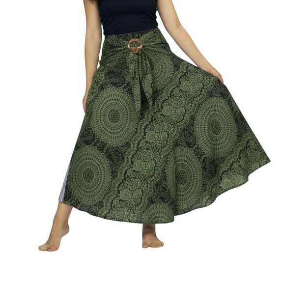 Women’s 2-in-1 Smocked Maxi Skirt & Boho Sundress, Convertible High Waist Asymmetric Hem