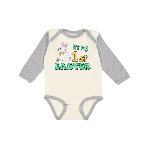 Inktastic It's My 1st Easter with Cute Chick and Bunny Boys or Girls Long Sleeve Baby Bodysuit