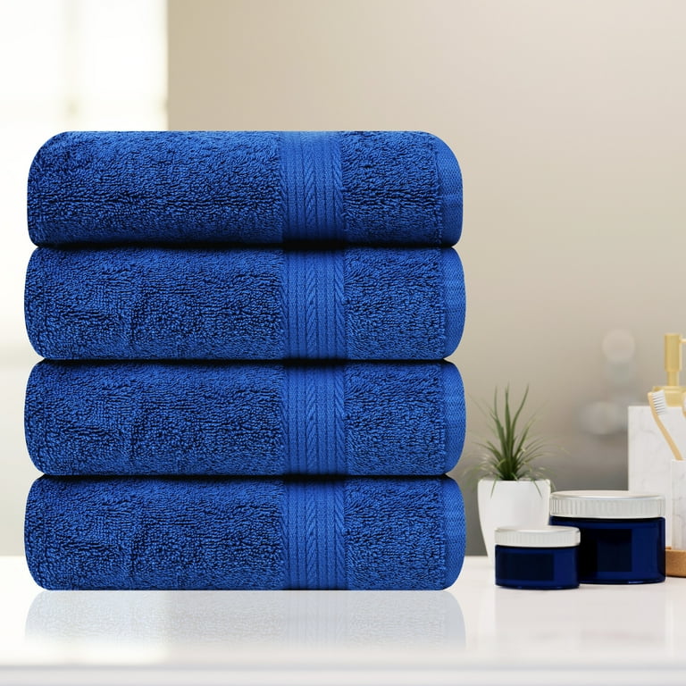Ample Decor 100 Cotton Bath Towels Set of 4 30X54 inch Navy 600 GSM Machine Washable Walmart