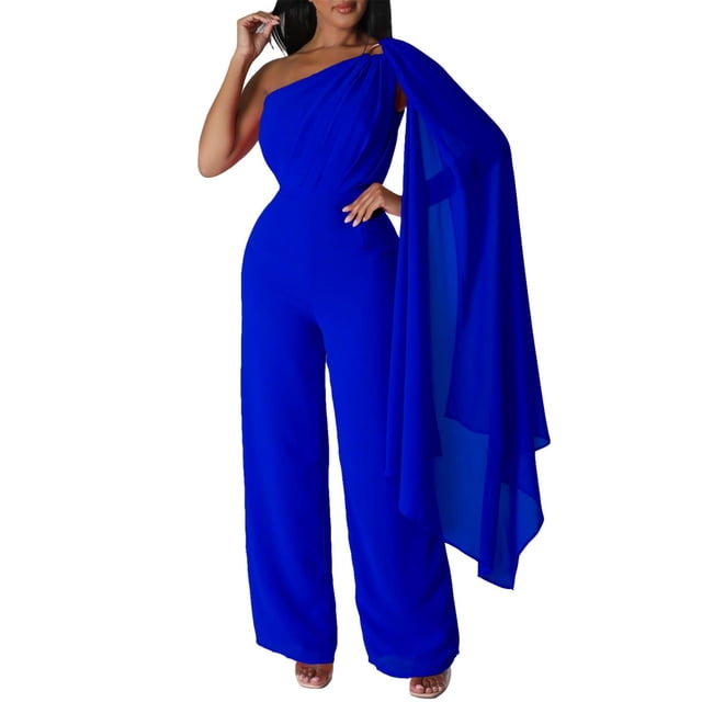 Vestido de noche de mujer con un solo hombro - Sofisticado conjunto de fiesta - Falda fluida con cremallera trasera - Color liso para ocasiones especiales