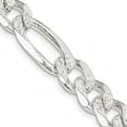 thumbnail image 7 of 925 Sterling Silver 9.5mm Pave Flat Figaro Chain 24 Inch, 7 of 7