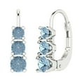 thumbnail image 2 of 1.06Ct Brilliant Round Cut Drop Dangle Blue Diamond 14K White Solid Solid Gold Everyday Dainty Earrings Lever Back, 2 of 7