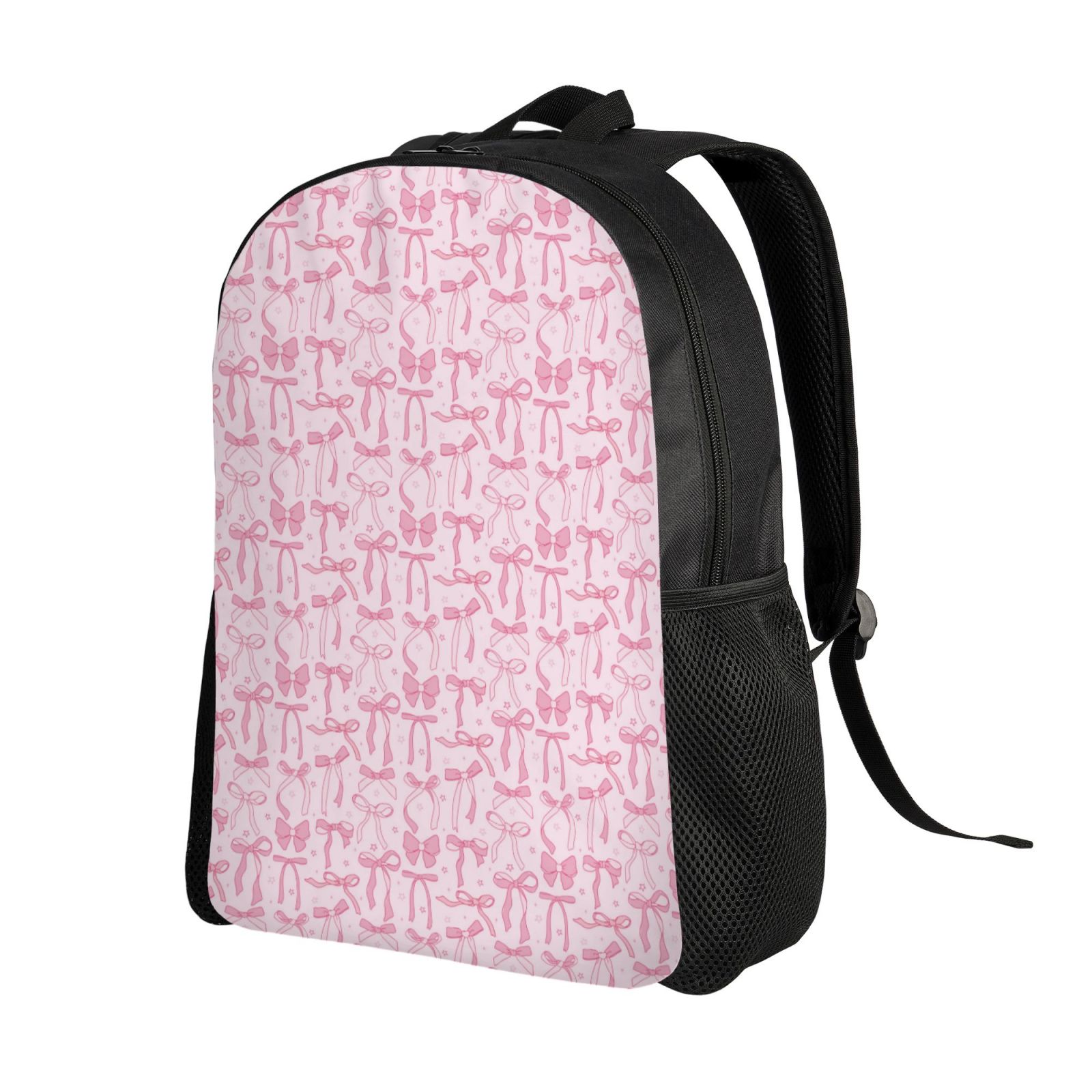 Xecao Ribbon Bow Print School Backpack with Laptop Compartment Small Travel Laptop Backpack for Women Men Waterproof College Backpack Simple School Bag