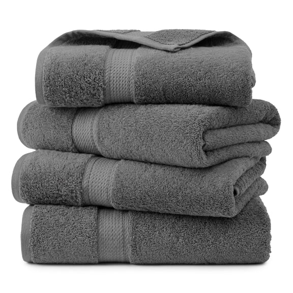 Superior Egyptian Cotton Heavyweight Bath Towel Set of 4, Charcoal