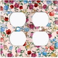 thumbnail image 3 of Metal Light Switch Plate Outlet Cover Colorful Floral Garden Wallpaper Pink ROS040, 3 of 13