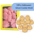 thumbnail image 1 of 10Pcs Halloween Cookie Cutters Set Ghost Pressable Cookie Stamp Biscuit Mold, 1 of 4