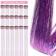 thumbnail image 2 of Hair Tinsel Kit Pack of 12 Pcs Hair Tinsel Clip in 19.6Inch Glitter Tinsel Hair Extensions Heat Resistant Clip in Hair Tinsel Sparkle Fairy Hair Accessories for Kids Girls Women (Pink), 2 of 9