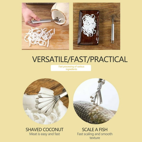 VAJUSO Stainless Steel Fish Scaler and Shredder Multifunctional Kitchen Grater Household Vegetable Cutter Tool(Pure Color)