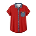 thumbnail image 5 of Craaazy Womens Loose Fit Prints Patchwork Collared Short Sleeve Topss Casual Button Down Shirts for Summer Gifts, 5 of 5