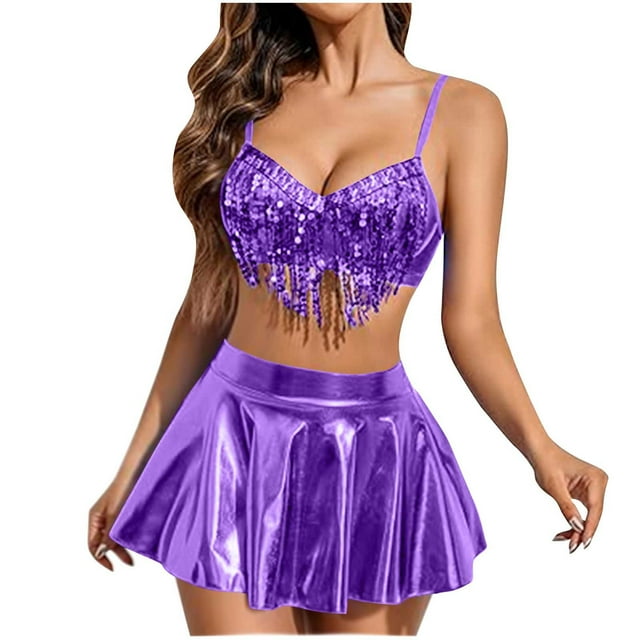 Prix Spécial, Ensemble de Lingerie à Franges à Sequins pour Femmes, Jupe Courte à Fermeture Éclair Latérale, Ensemble Trois Pièces, Jeu de Rôle, à la Mode, Tenue de Fête, Confortable, sous-Vêtement, Vie Quotidienne Polyvalent