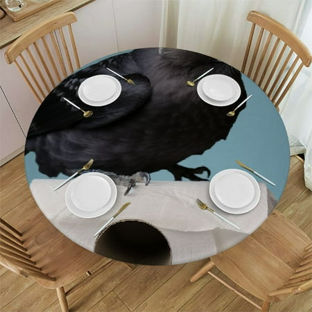 

Autua Bird Round Table Cover 100% Polyester Stain Resistant Washable for Indoor Outdoor Kitchen Dining Wedding Parties - Decorative Tablecloth 46 -50
