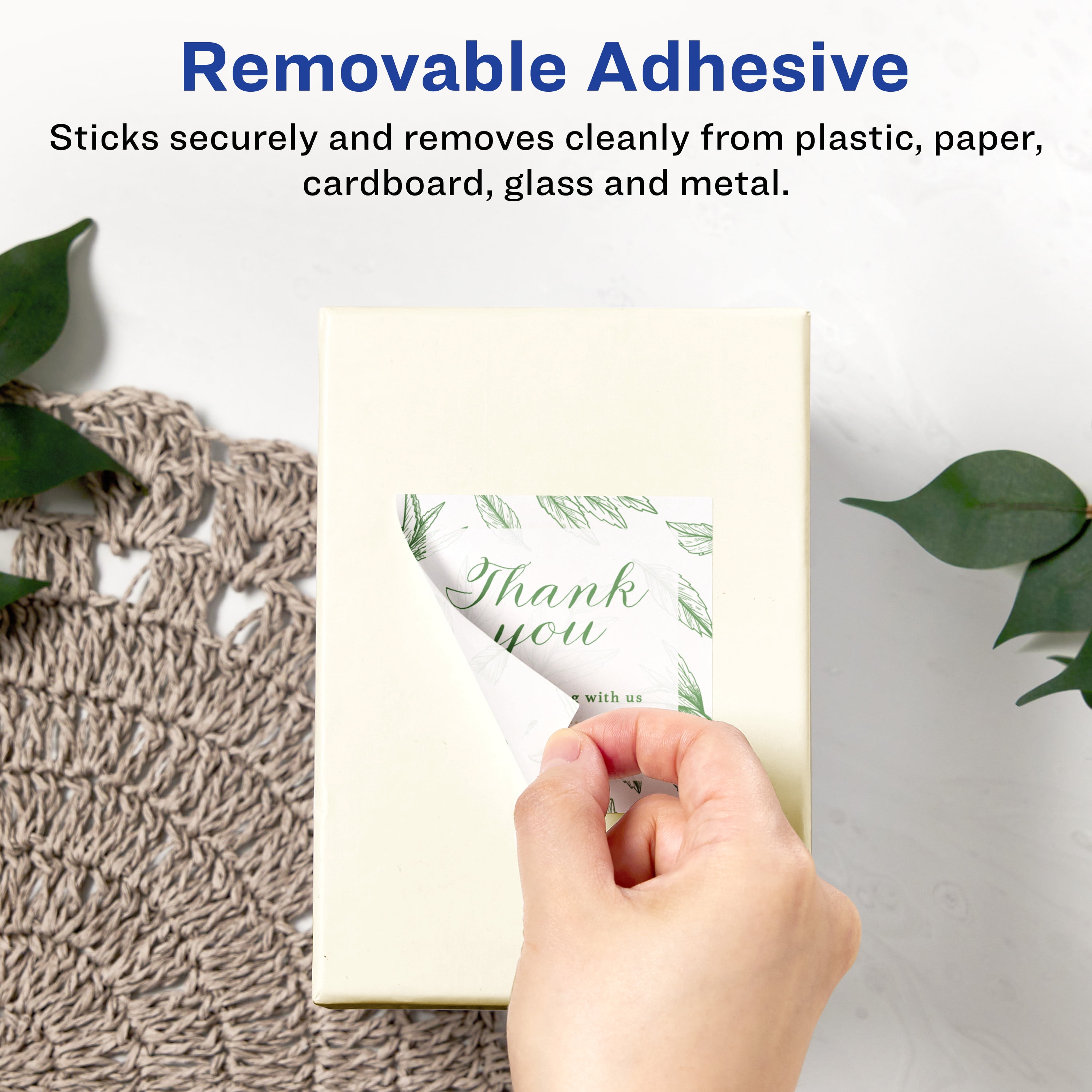 Avery Removable Square Labels, 3" x 3", White, 90ct